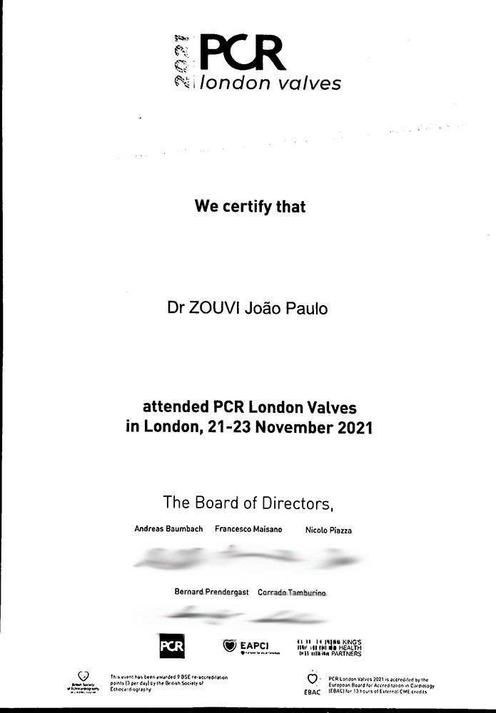 Participação no Congresso PCR London Valves (2021)